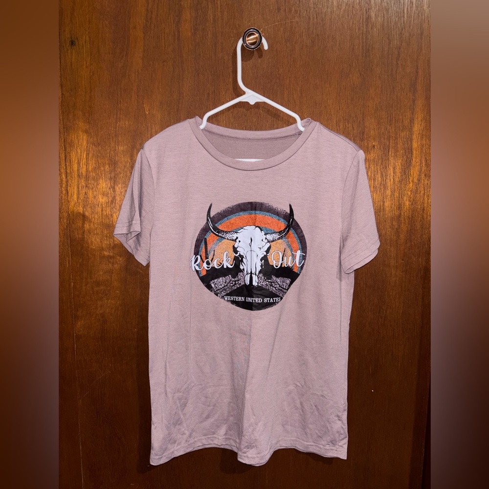 SHEIN Pink Graphic Short Sleeve Tee